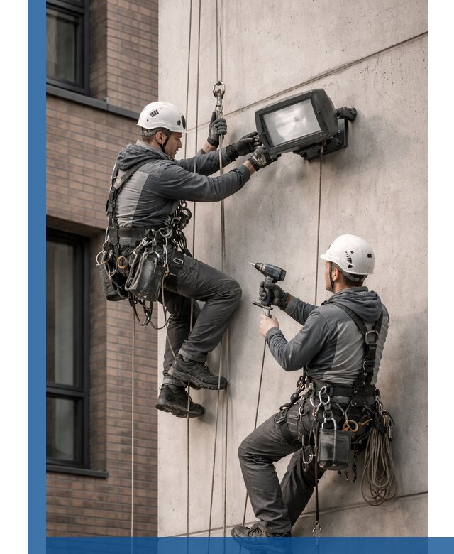 Профессиональный монтаж фасадных прожекторов в Шумерле под ключ