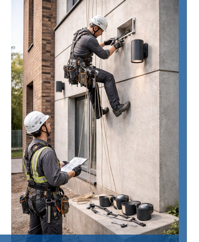 Монтаж фасадного освещения в Шумерле от 2716 р. | ВЫСОТНИК-Шмр