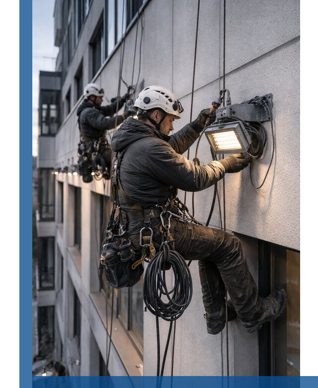 Монтаж фасадного освещения в Шумерле установка и подключение