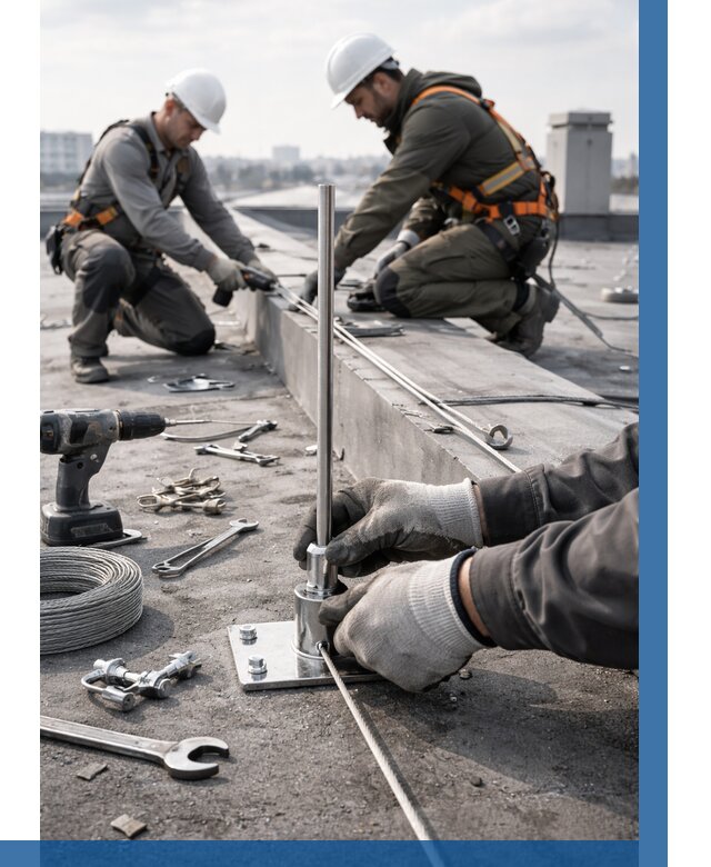 Монтаж молниезащиты на кровле в Шумерле цена от 27158 р. | ВЫСОТНИК-Шмр