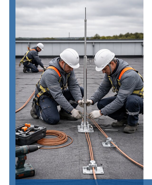 Монтаж молниезащиты на кровле в Шумерле под ключ с гарантией