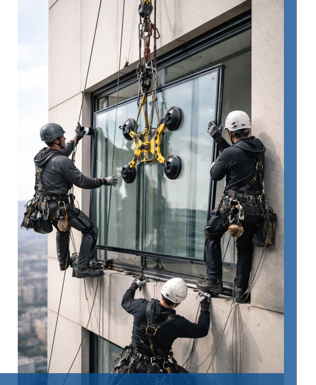 Монтаж стеклопакетов на высоте в Шумерле от 3476 р. | ВЫСОТНИК-Шмр