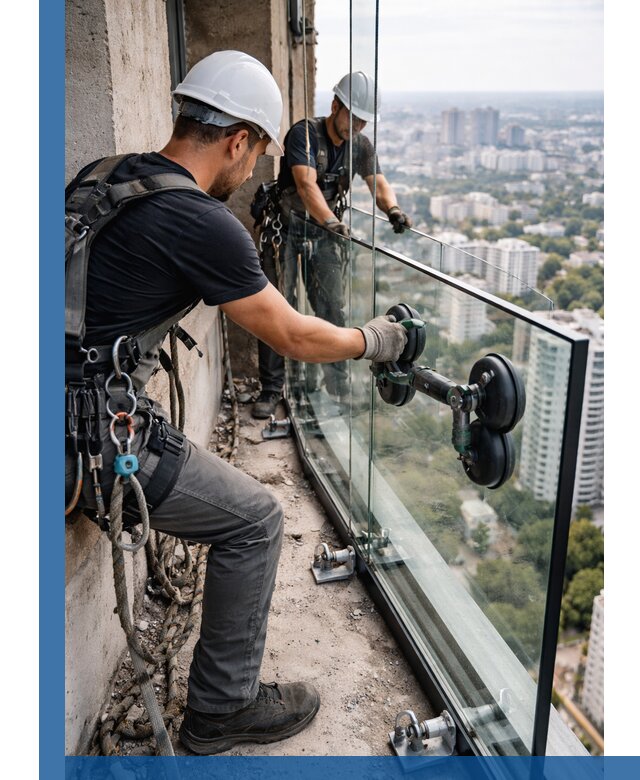 Монтаж стеклянных ограждений под ключ с гарантией в Шумерле