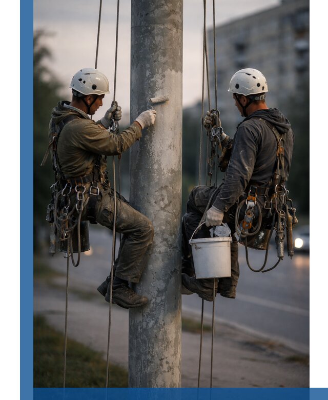 Покраска опор освещения и антикоррозийная защита в Шумерле