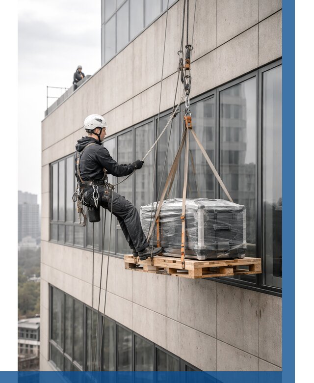 Спуск груза по фасаду в Шумерле от 3802 р. | ВЫСОТНИК-Шмр