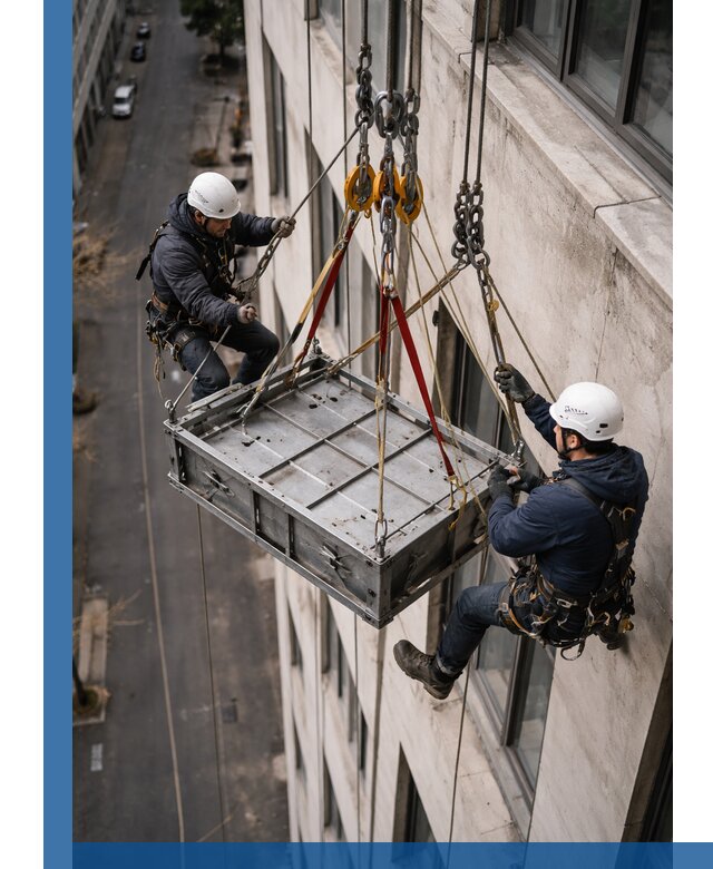 Спуск и подъем грузов по фасаду в Шумерле для зданий