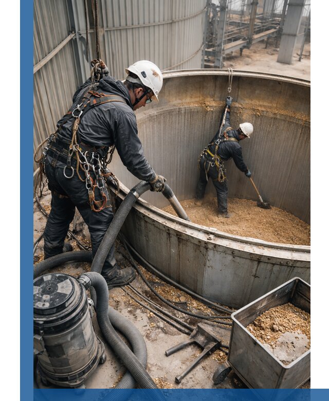 Профессиональная чистка зерновых бункеров в Шумерле с выездом