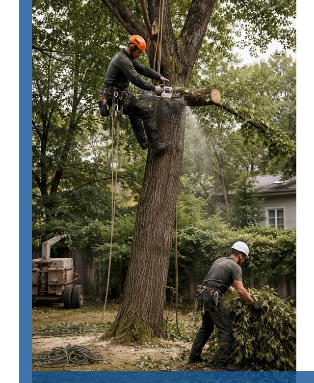 Кронирование деревьев в Шумерле, безопасная высотная обрезка