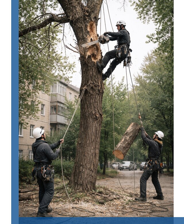 Срочное удаление аварийных деревьев в Шумерле с гарантией безопасности