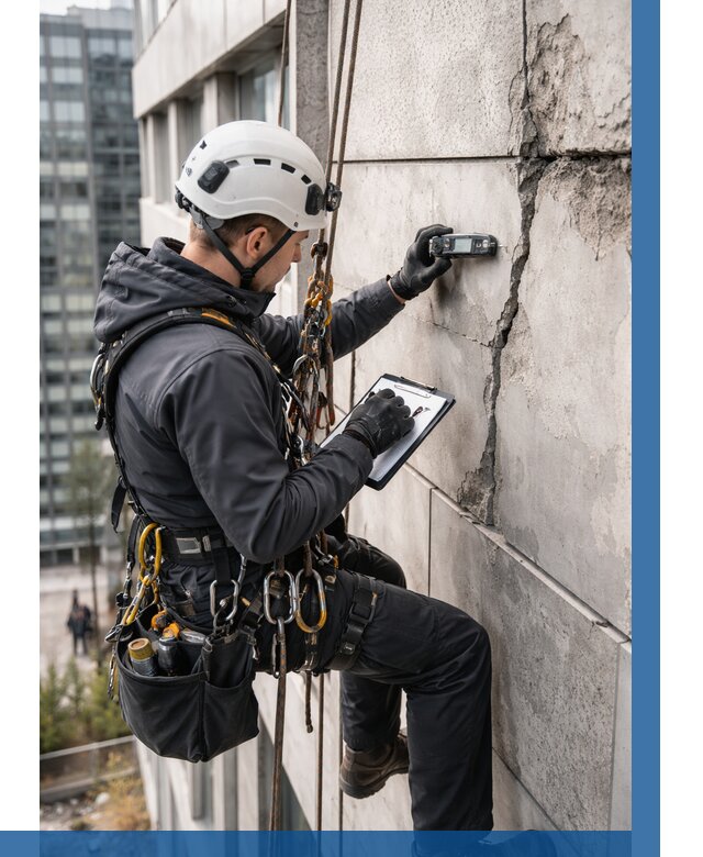 Обследование фасада альпинистами в Шумерле от 130 р. | ВЫСОТНИК-Шмр