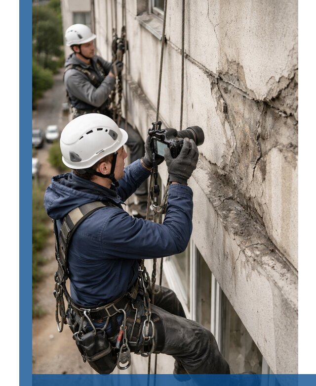 Фотофиксация дефектов фасада с высотной съемкой в Шумерле