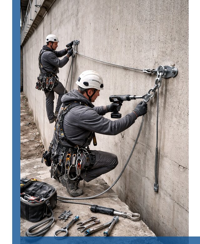 Монтаж анкерных линий высотной безопасности в Шумерле