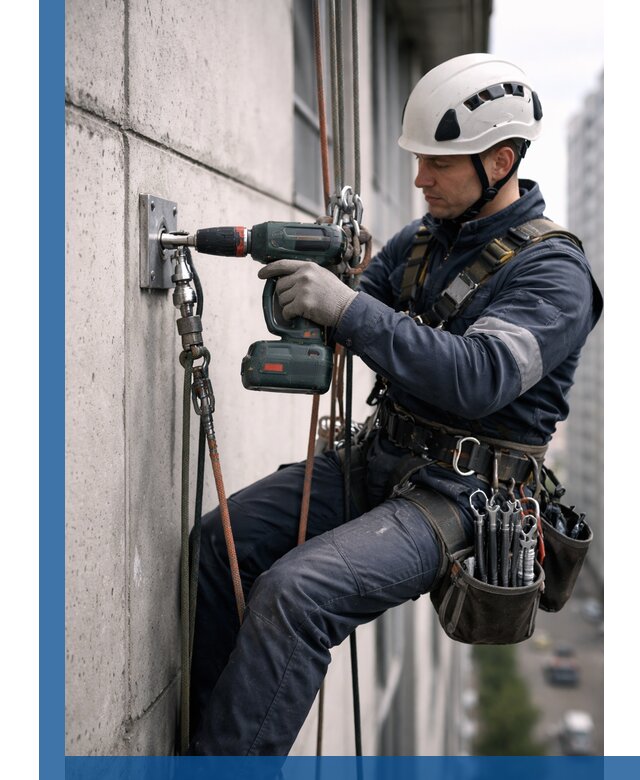 Установка анкерных точек для высотных работ в Шумерле